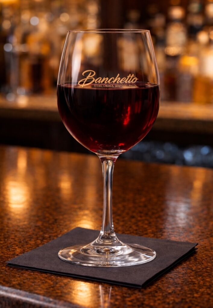 Personalized engraved glassware for hotel bars and country clubs