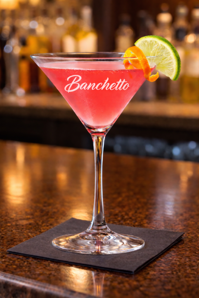 Personalized engraved glassware for hotel bars and country clubs